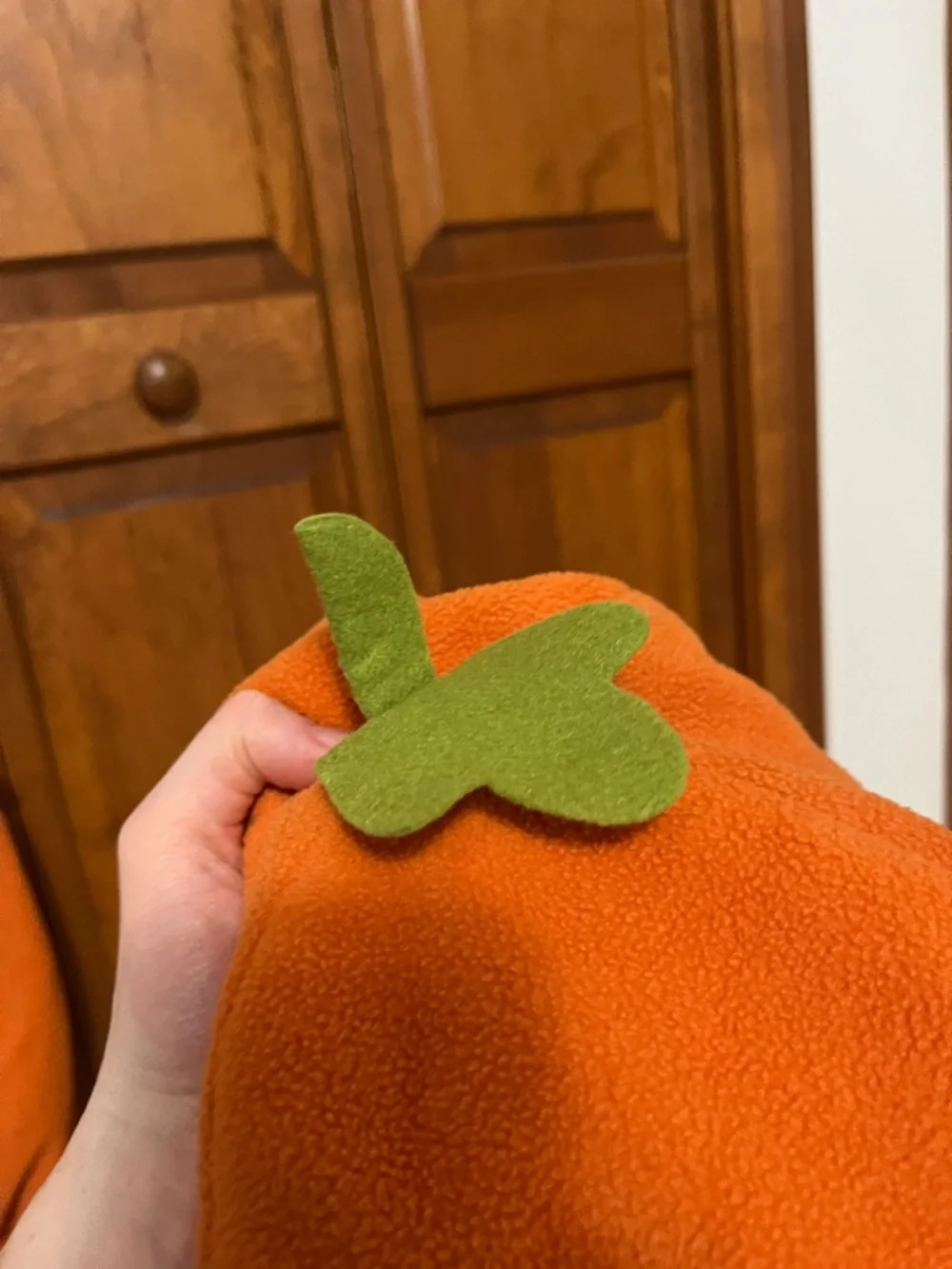 Pottery Barn Kids Orange Pumpkin Costume with Green Collar and Hat | Sz. 12-24m - Picture 12 of 14